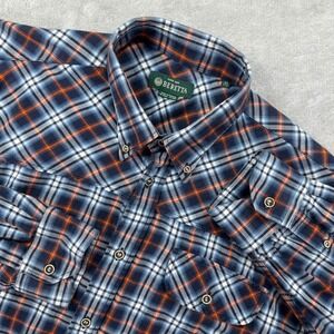 Beretta Flannel Shirt Mens 44 Plaid  Button Down  Long Sleeve Casual
